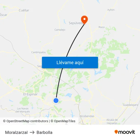 Moralzarzal to Barbolla map