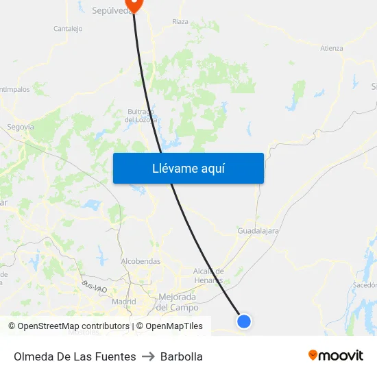 Olmeda De Las Fuentes to Barbolla map
