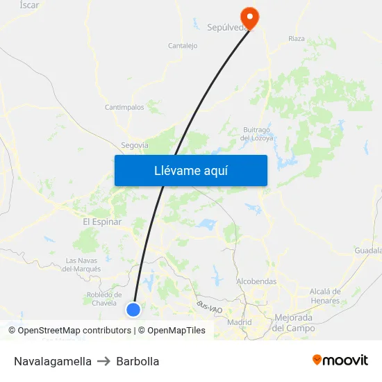 Navalagamella to Barbolla map
