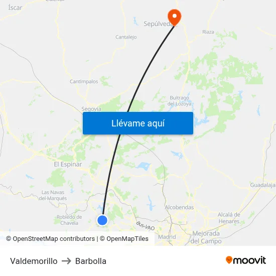 Valdemorillo to Barbolla map