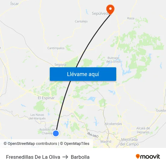 Fresnedillas De La Oliva to Barbolla map