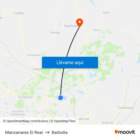 Manzanares El Real to Barbolla map