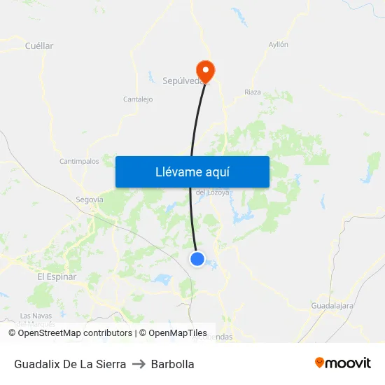 Guadalix De La Sierra to Barbolla map