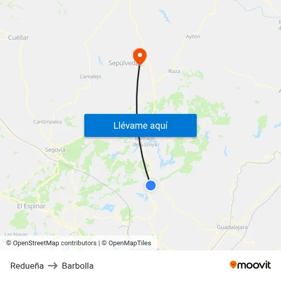 Redueña to Barbolla map