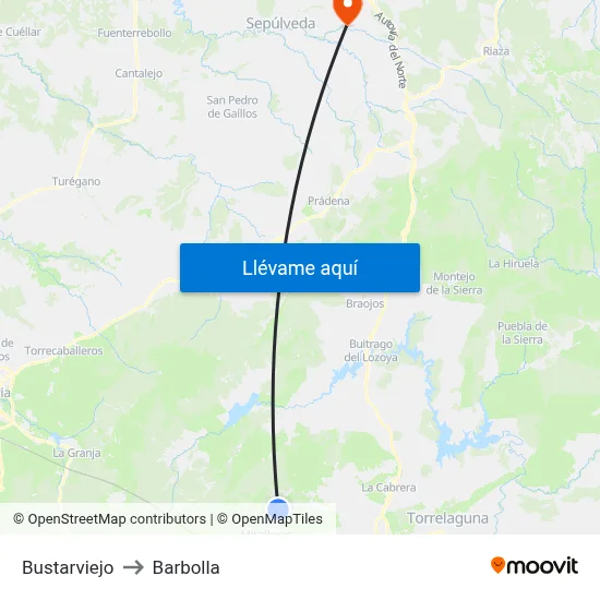 Bustarviejo to Barbolla map