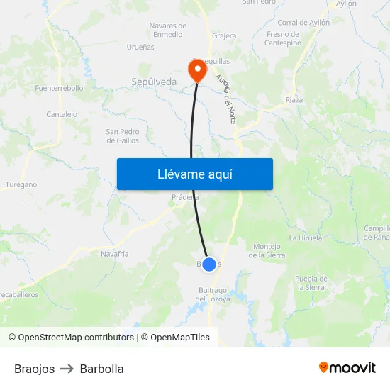 Braojos to Barbolla map