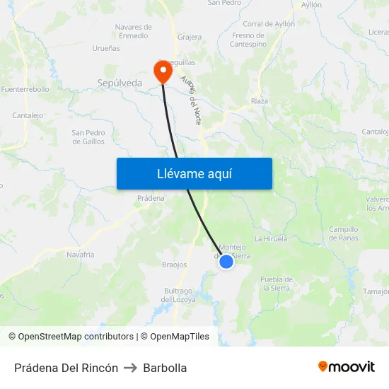 Prádena Del Rincón to Barbolla map