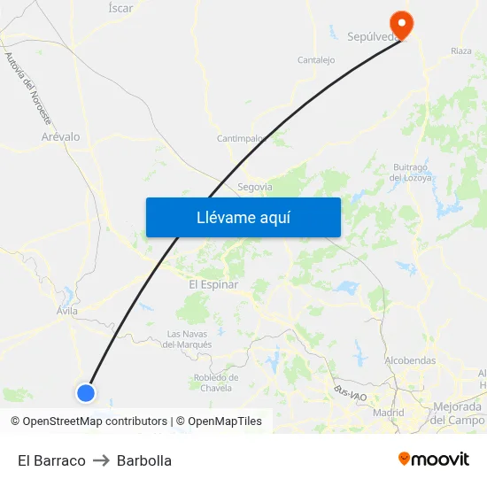 El Barraco to Barbolla map