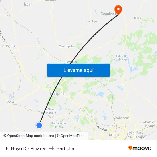 El Hoyo De Pinares to Barbolla map