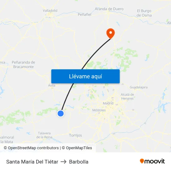 Santa María Del Tiétar to Barbolla map