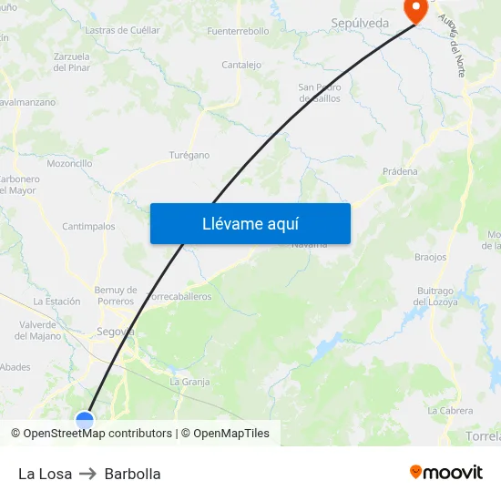 La Losa to Barbolla map