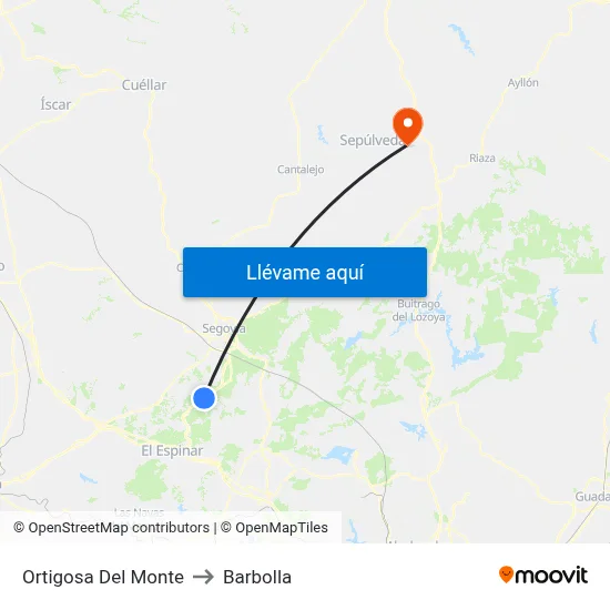 Ortigosa Del Monte to Barbolla map
