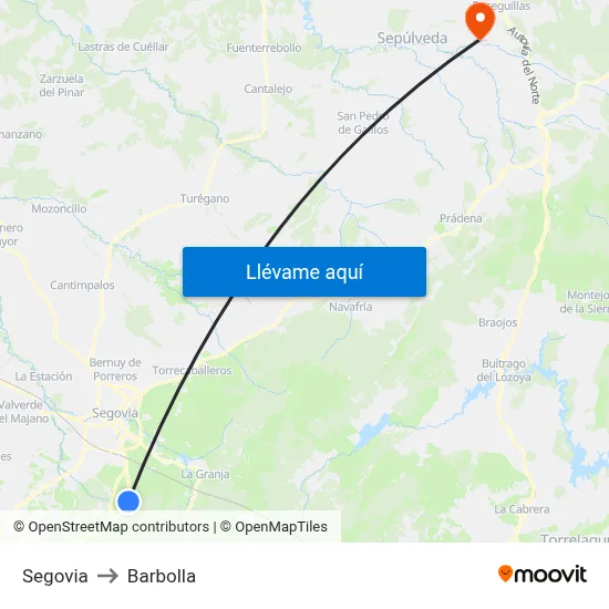 Segovia to Barbolla map