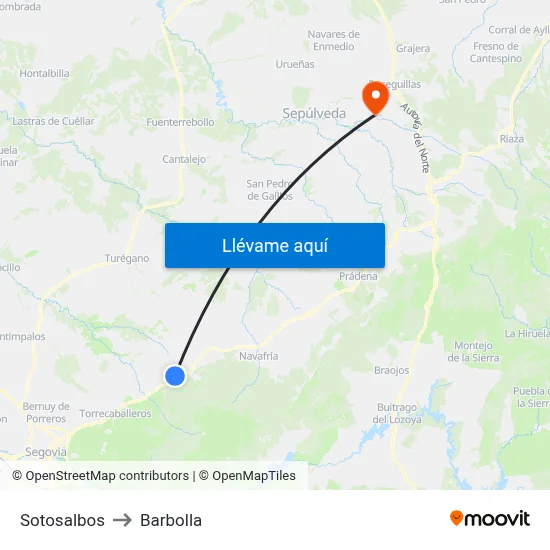 Sotosalbos to Barbolla map