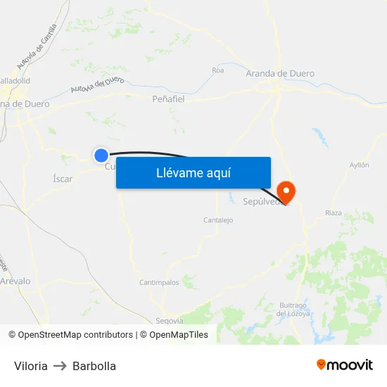 Viloria to Barbolla map