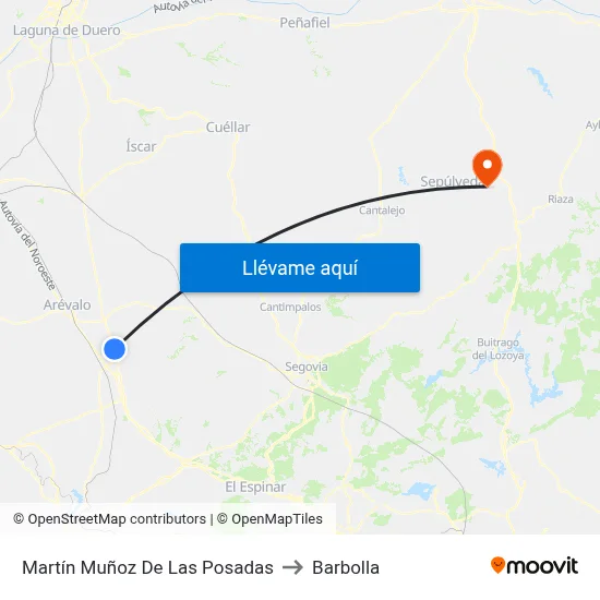 Martín Muñoz De Las Posadas to Barbolla map