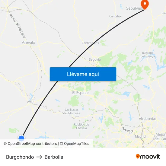 Burgohondo to Barbolla map