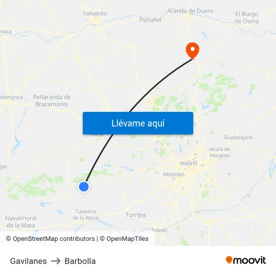 Gavilanes to Barbolla map