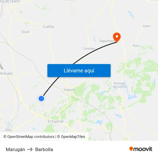 Marugán to Barbolla map