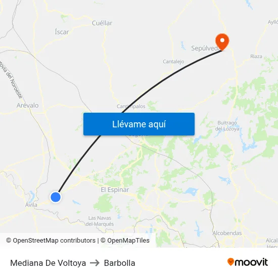 Mediana De Voltoya to Barbolla map