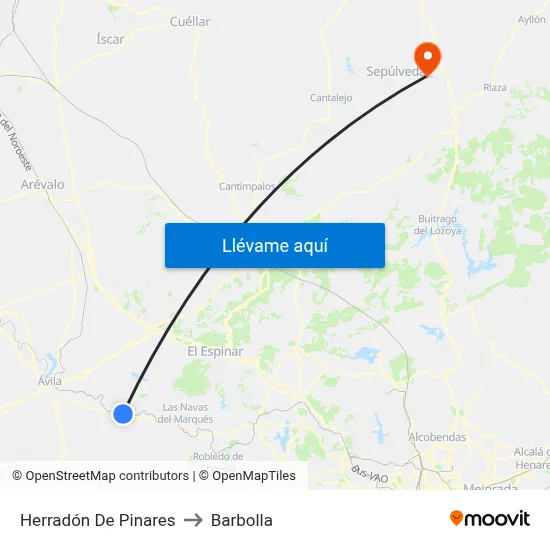 Herradón De Pinares to Barbolla map
