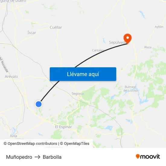 Muñopedro to Barbolla map