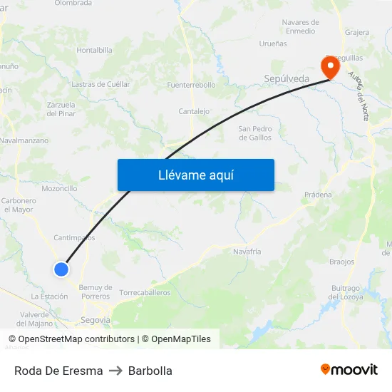 Roda De Eresma to Barbolla map