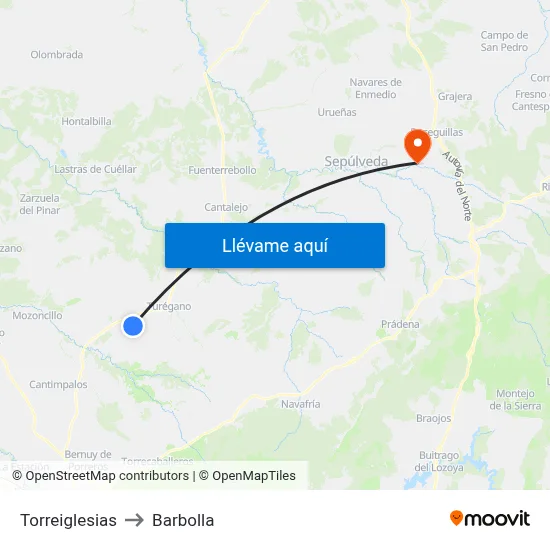 Torreiglesias to Barbolla map