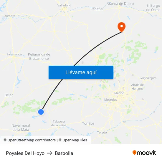 Poyales Del Hoyo to Barbolla map