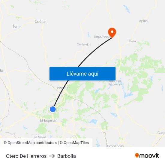 Otero De Herreros to Barbolla map