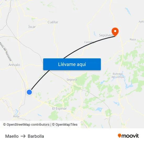 Maello to Barbolla map