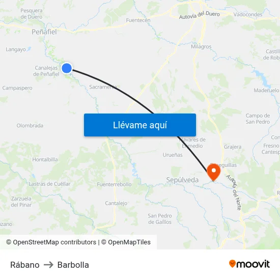 Rábano to Barbolla map