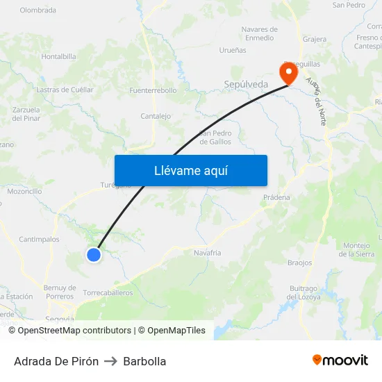 Adrada De Pirón to Barbolla map