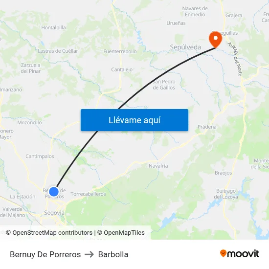 Bernuy De Porreros to Barbolla map