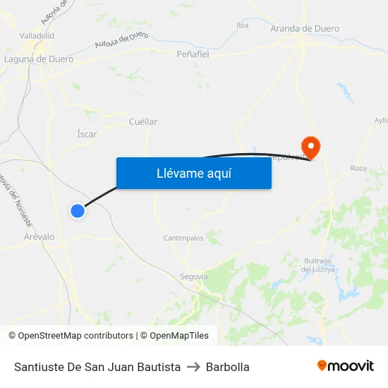 Santiuste De San Juan Bautista to Barbolla map