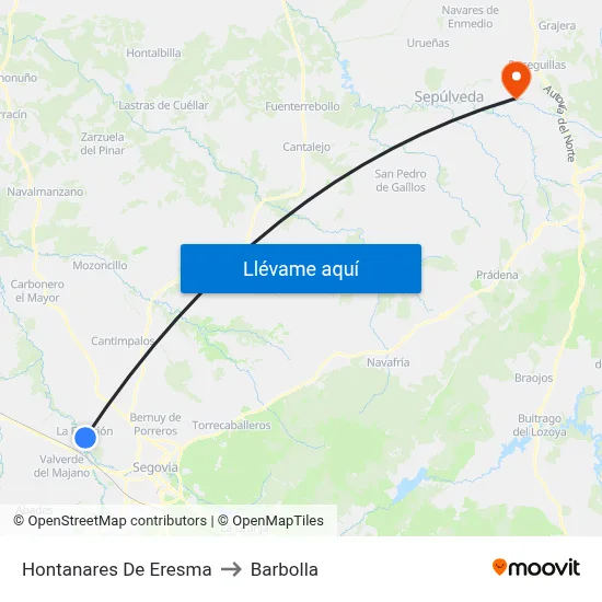 Hontanares De Eresma to Barbolla map