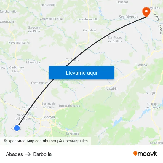 Abades to Barbolla map