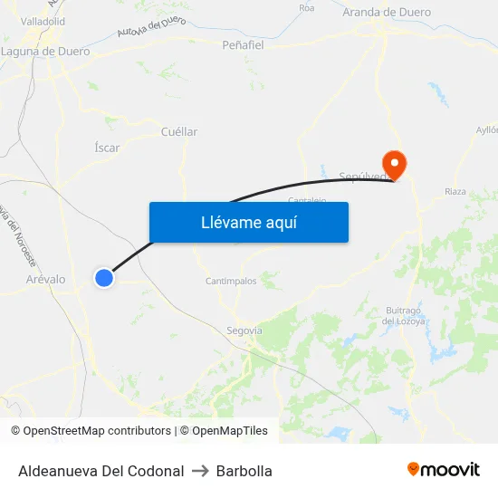 Aldeanueva Del Codonal to Barbolla map