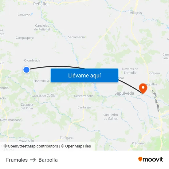 Frumales to Barbolla map