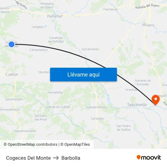 Cogeces Del Monte to Barbolla map
