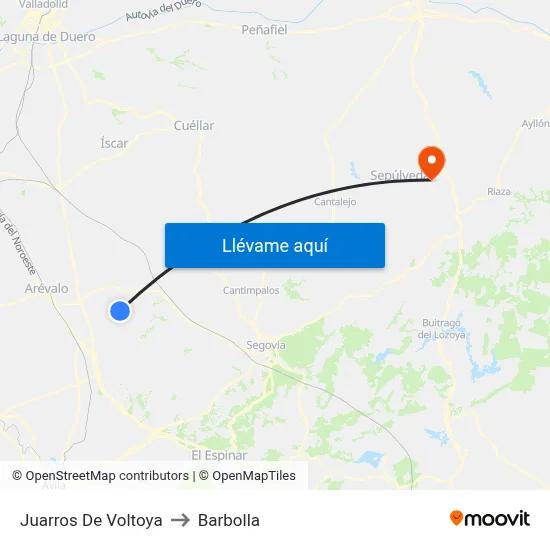 Juarros De Voltoya to Barbolla map