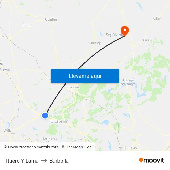 Ituero Y Lama to Barbolla map