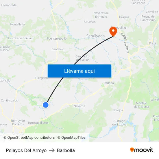 Pelayos Del Arroyo to Barbolla map