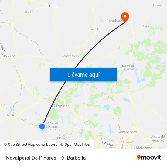 Navalperal De Pinares to Barbolla map