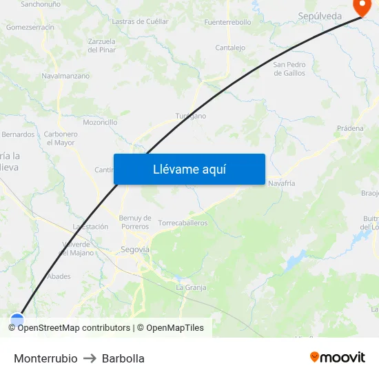 Monterrubio to Barbolla map