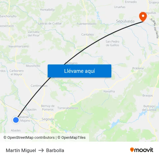 Martín Miguel to Barbolla map