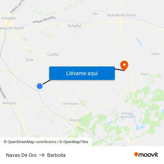 Navas De Oro to Barbolla map