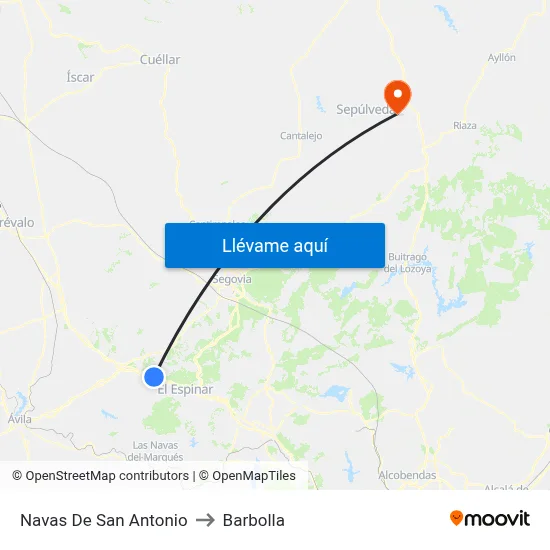 Navas De San Antonio to Barbolla map