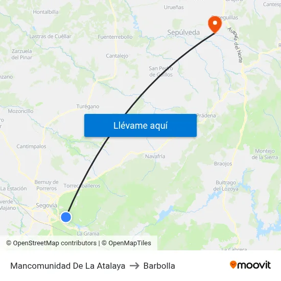 Mancomunidad De La Atalaya to Barbolla map