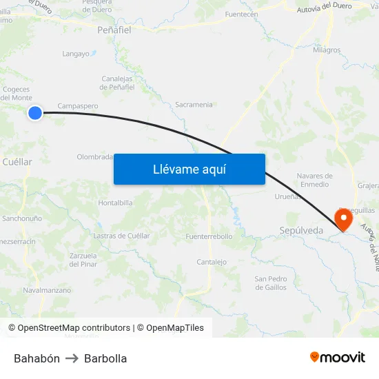Bahabón to Barbolla map